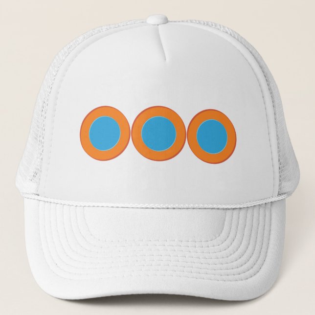 Orange In Blue Dots Trucker Hat (Front)