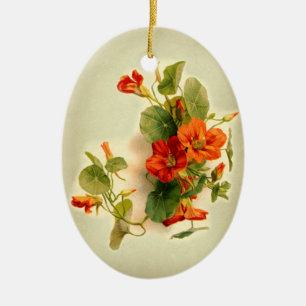 Orange Indian Cress Ceramic Tree Decoration
