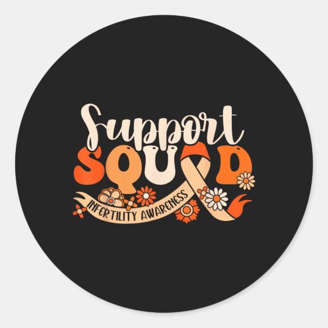 Orange Infertility Awareness Support Team Partner Classic Round Sticker (Front)