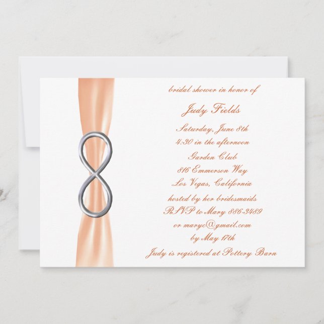 Orange Infinity Bridal Shower Invitation (Front)