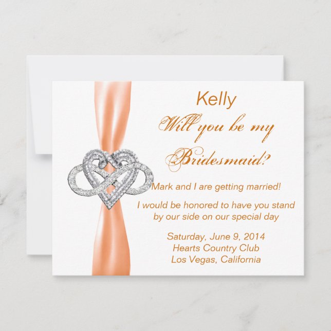 Orange Infinity Heart Bridesmaid Card (Front)