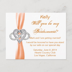 Orange Infinity Heart Bridesmaid Card