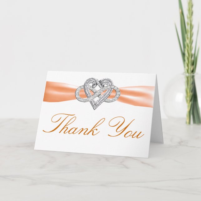 Orange Infinity Heart Thank You Card (Front)