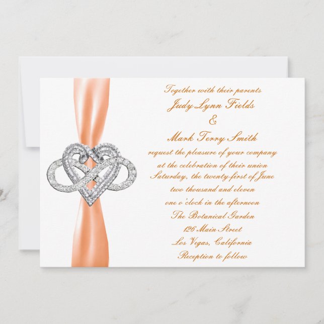Orange Infinity Heart Wedding Invitation (Front)