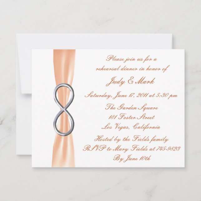 Orange Infinity Wedding Rehearsal Dinner Invite (Front)