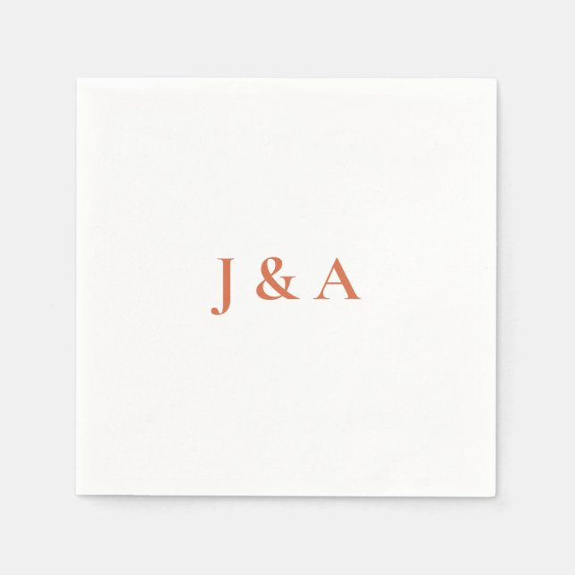 Orange Initials Wedding Napkin (Front)