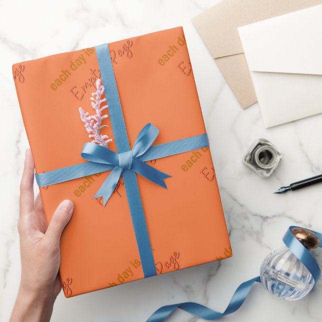Orange Inspirational Quote Typography  Wrapping Paper (Gifting)
