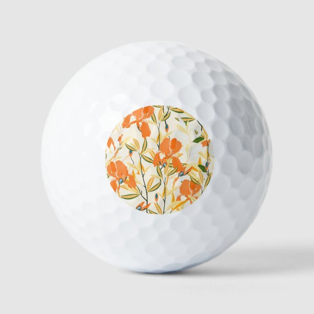 Orange irises: seamless floral pattern golf balls (Front)