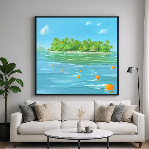 Orange Island - Painterly Style Seascape Poster