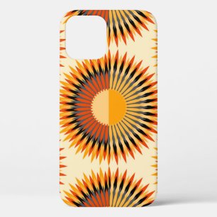 Orange Ivory Flowers Stars Pattern iPhone 12 Case