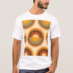 Orange Ivory Flowers Stars Pattern T-Shirt