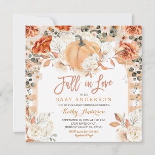 Orange Ivory Pumpkin Baby Shower Fall in Love  Invitation