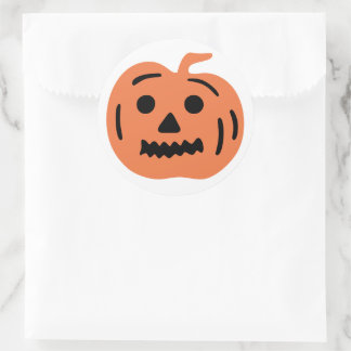 Orange Jack-O-Lantern Halloween Pumpkin Classic Round Sticker