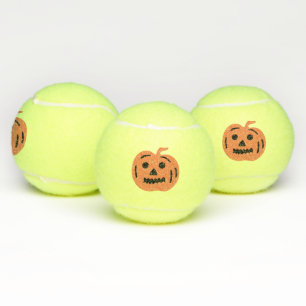 Orange Jack-O-Lantern Halloween Pumpkin Tennis Balls