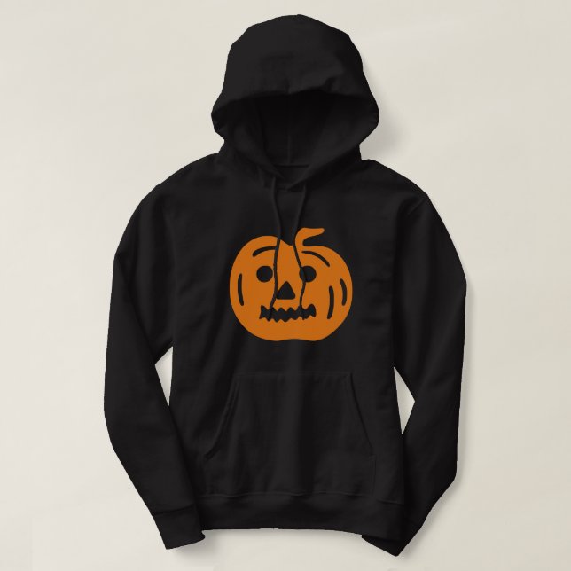 Orange Jack-O-Lantern Pumpkin Halloween Theme Hoodie (Design Front)