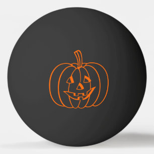 Orange Jack-O-Lantern Pumpkin Outline on Black Ping Pong Ball