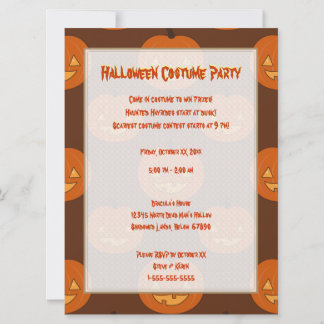 Orange Jack O'Lantern Pumpkin Halloween Invitation