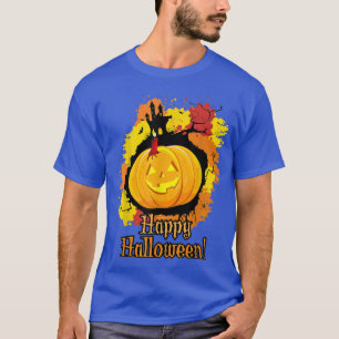 Orange JackOLantern Castle Happy Halloween T-Shirt