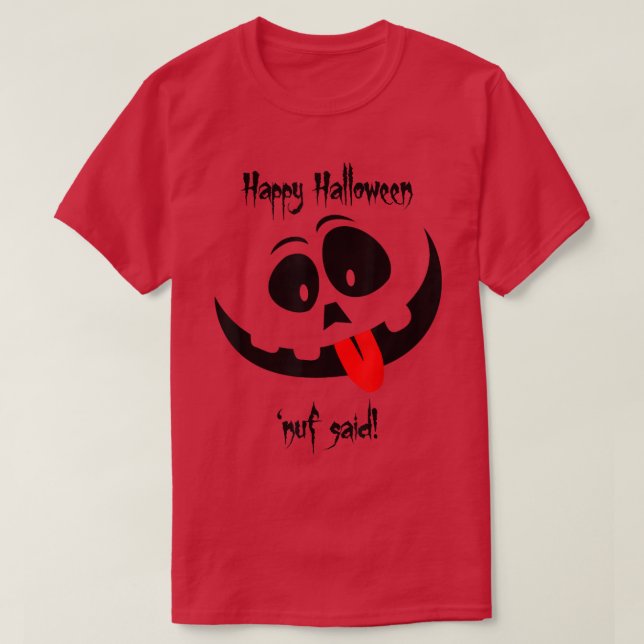 Orange JackOLantern Halloween Pumpkin Face Tongue  T-Shirt (Design Front)