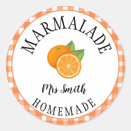 orange jam or marmalade classic round sticker Zazzle.co.uk