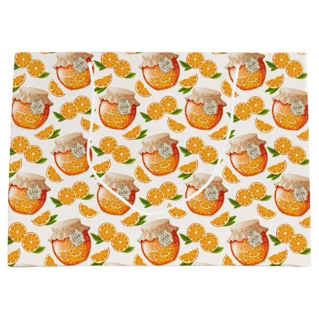 Orange Jam Wrapping Paper Large Gift Bag (Front)
