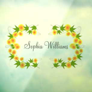 Orange Japanese flowers white Window Cling