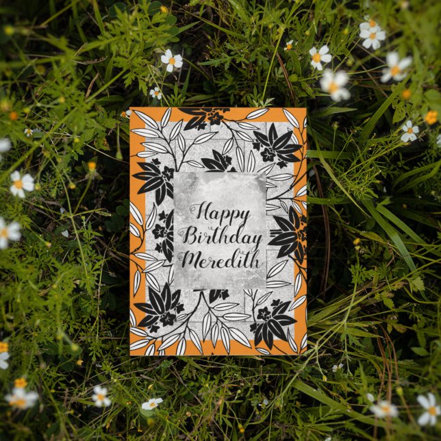 Orange Japanese Kimono Print Flower Postcard (Creator Uploaded)