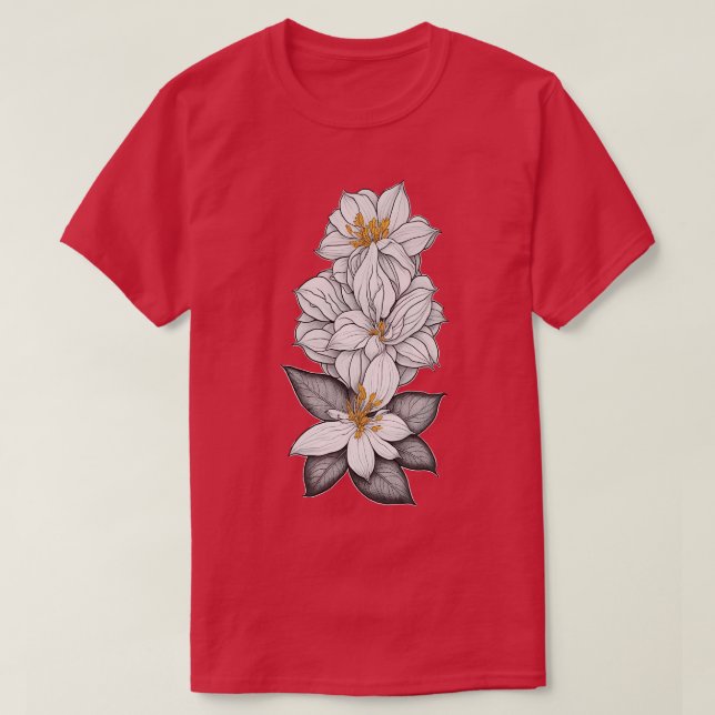 Orange jasmine Flower Beautiful toon style White b T-Shirt (Design Front)