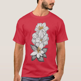 Orange jasmine Flower Beautiful toon style White b T-Shirt