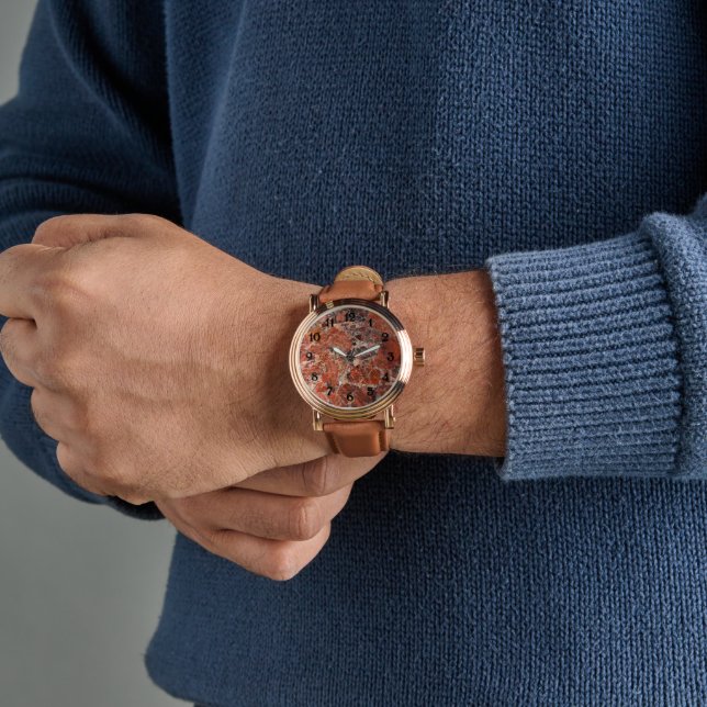 Orange Jasper Stone Pattern Watch (Wrist)
