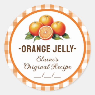 Orange jelly label with chequered design