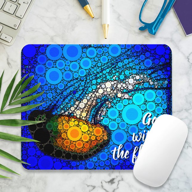 Orange Jellyfish Blue Ocean Go with Flow Script Mouse Mat (Creator Uploaded)