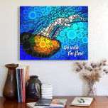 Orange Jellyfish Blue Ocean Go With The Flow Bold Canvas Print<br><div class="desc">“Go with the flow.” Take a lesson from this orange yellow jellyfish floating along in the turquoise blue ocean and let life take its course whenever you gaze at this colourful, inspirational quote, photo art canvas. Makes a great uplifting and inspirational gift! You can easily personalise this canvas wall art...</div>