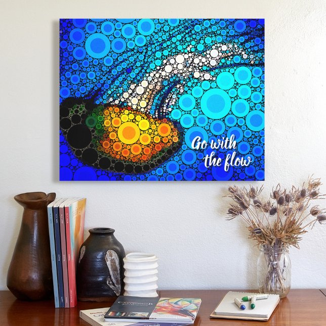 Orange Jellyfish Blue Ocean Go With The Flow Bold Canvas Print (Creator Uploaded)