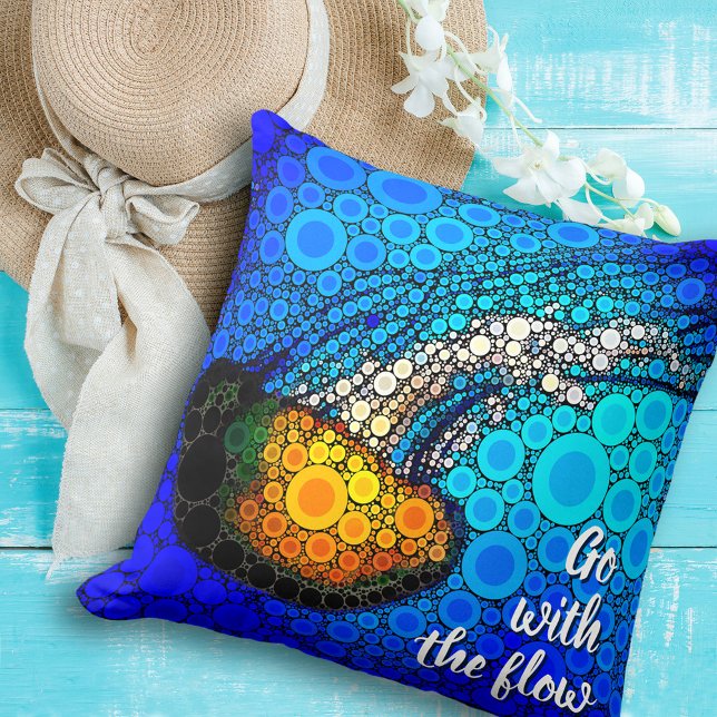 Orange Jellyfish Blue Ocean Go with the Flow Bold  Cushion (Creator Uploaded)
