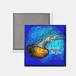 Orange Jellyfish Blue Ocean Go With the Flow Magnet