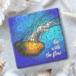 Orange Jellyfish Blue Ocean Go With the Flow Quote Stone Coaster<br><div class="desc">“Go with the flow.” Take a lesson from this orange yellow jellyfish floating along in the turquoise blue ocean and let life take its course whenever you relax with your favourite beverage on this stunningly chic, vibrantly-coloured photo stone coaster. Makes a great housewarming gift! You can easily personalise this stone...</div>