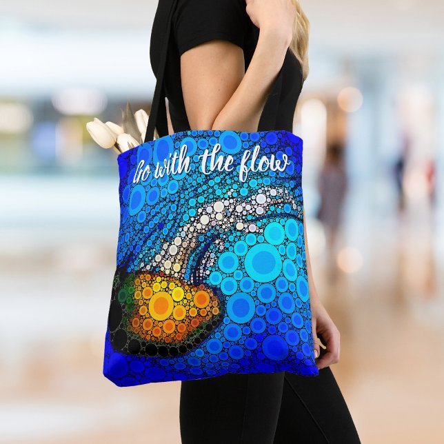 Orange Jellyfish Blue Ocean Go with the Flow Tote Bag (Creator Uploaded)