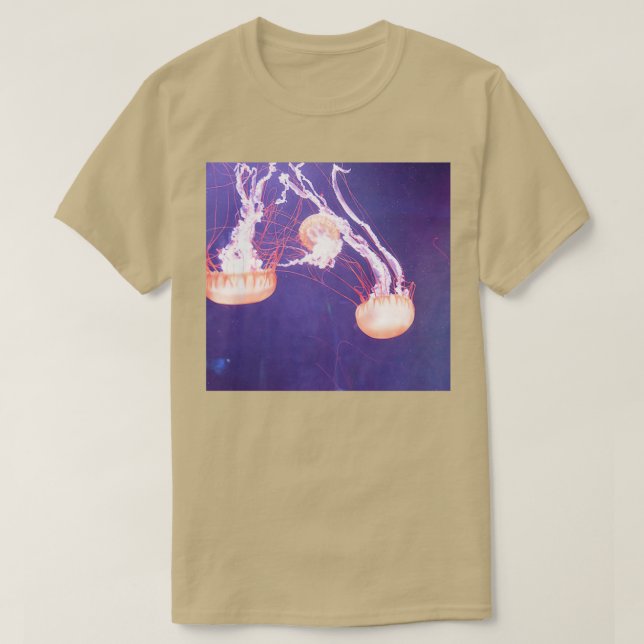 Orange Jellyfish Floating in Water T-Shirt (Design Front)