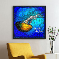 Orange Jellyfish in Blue Ocean Go with the Flow