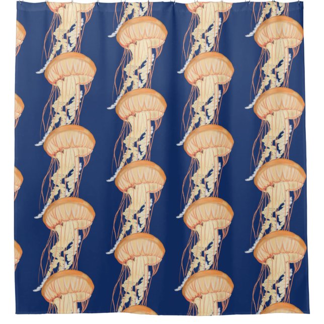 Orange Jellyfish Shower Curtain (Front)