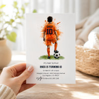 Orange Jersey Boy Back View Soccer Birthday