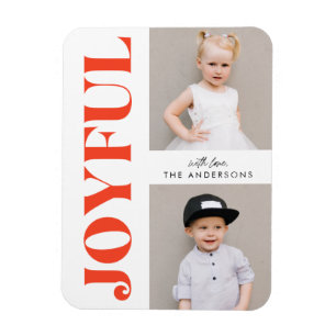 Orange Joyful Modern Christmas Holiday Photo Magnet