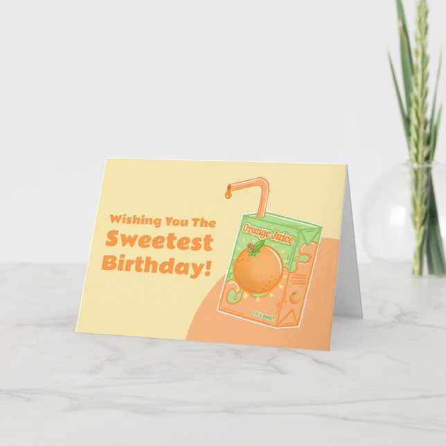 Orange Juice Box Birthday Card (Front)