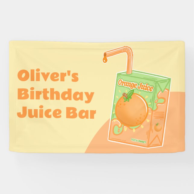 Orange Juice Box Birthday Party Banner (Horizontal)