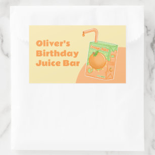 Orange Juice Box Birthday Party Rectangular Sticker