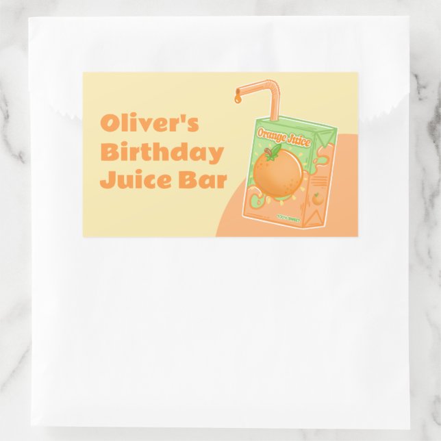 Orange Juice Box Birthday Party Rectangular Sticker (Bag)