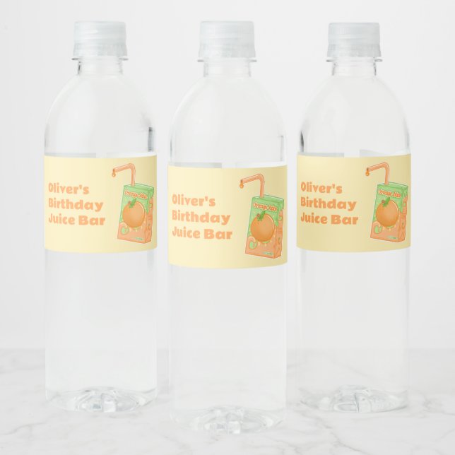 Orange Juice Box Birthday Party Water Bottle Label (Bottles)