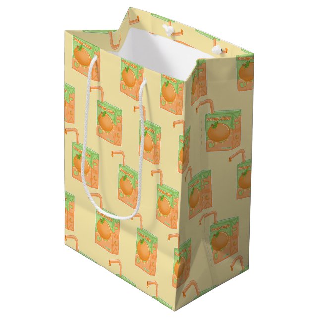 Orange Juice Box Pattern Medium Gift Bag (Front Angled)