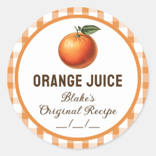Orange Juice canning label with chequered design